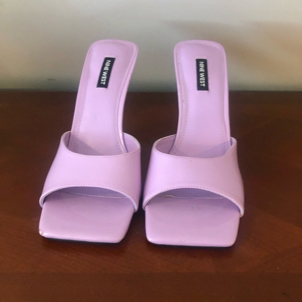 Nine West Lavender Square-Toe Slide Mules